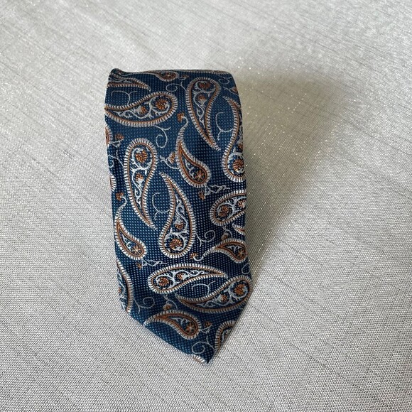 Tattersal London Blue Paisley Men’s Tie. 100% Silk - Picture 9 of 11